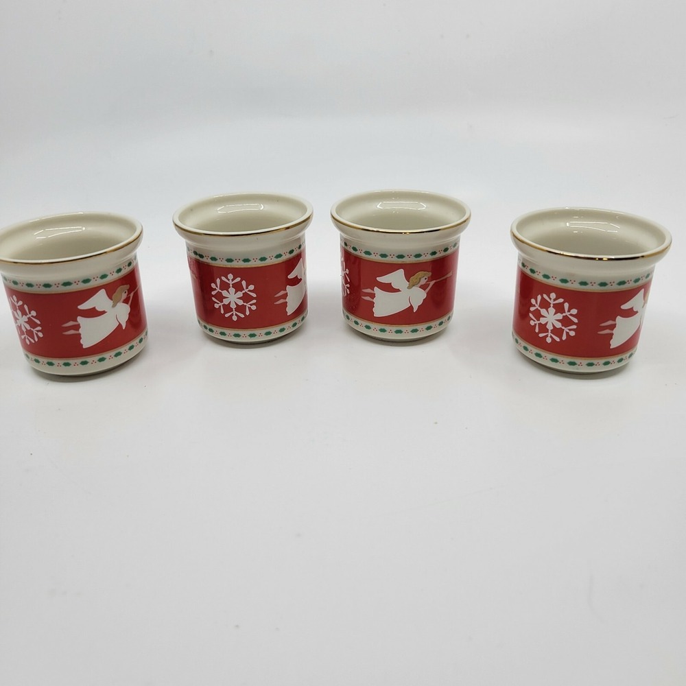 UCAGCO Japan Set of 4 Christmas Angel Snowflake Votive Candle Holders Vintage